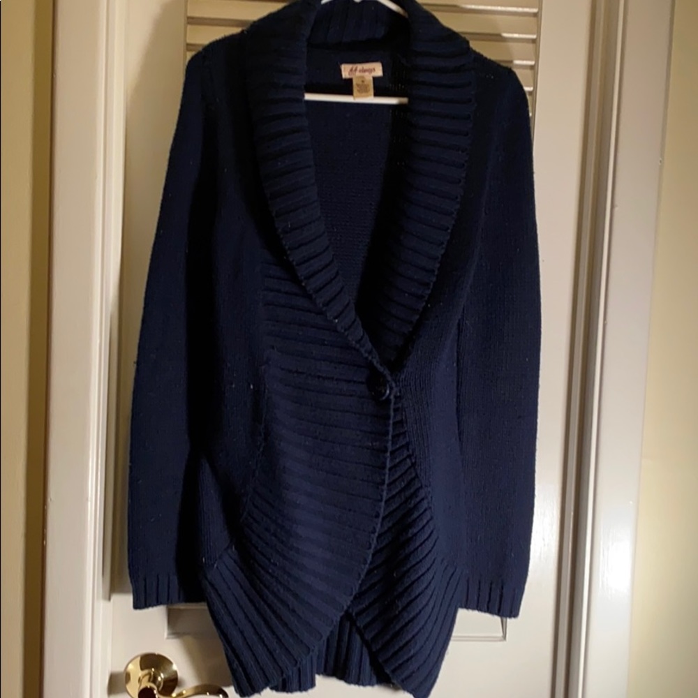 Navy blue cardigan sweater